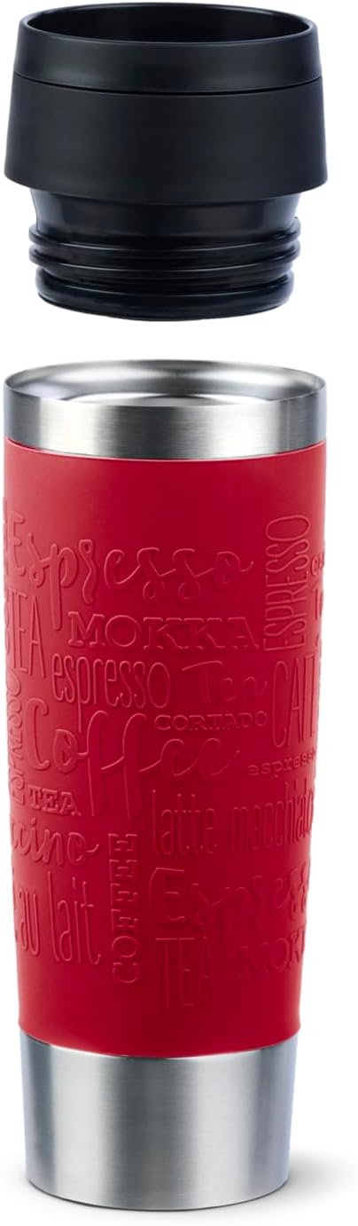 Emsa N20222 Travel Mug Classic Isolierbecher 0,5 Liter | neuer Komfort-Schraubverschluss | Edelstahl