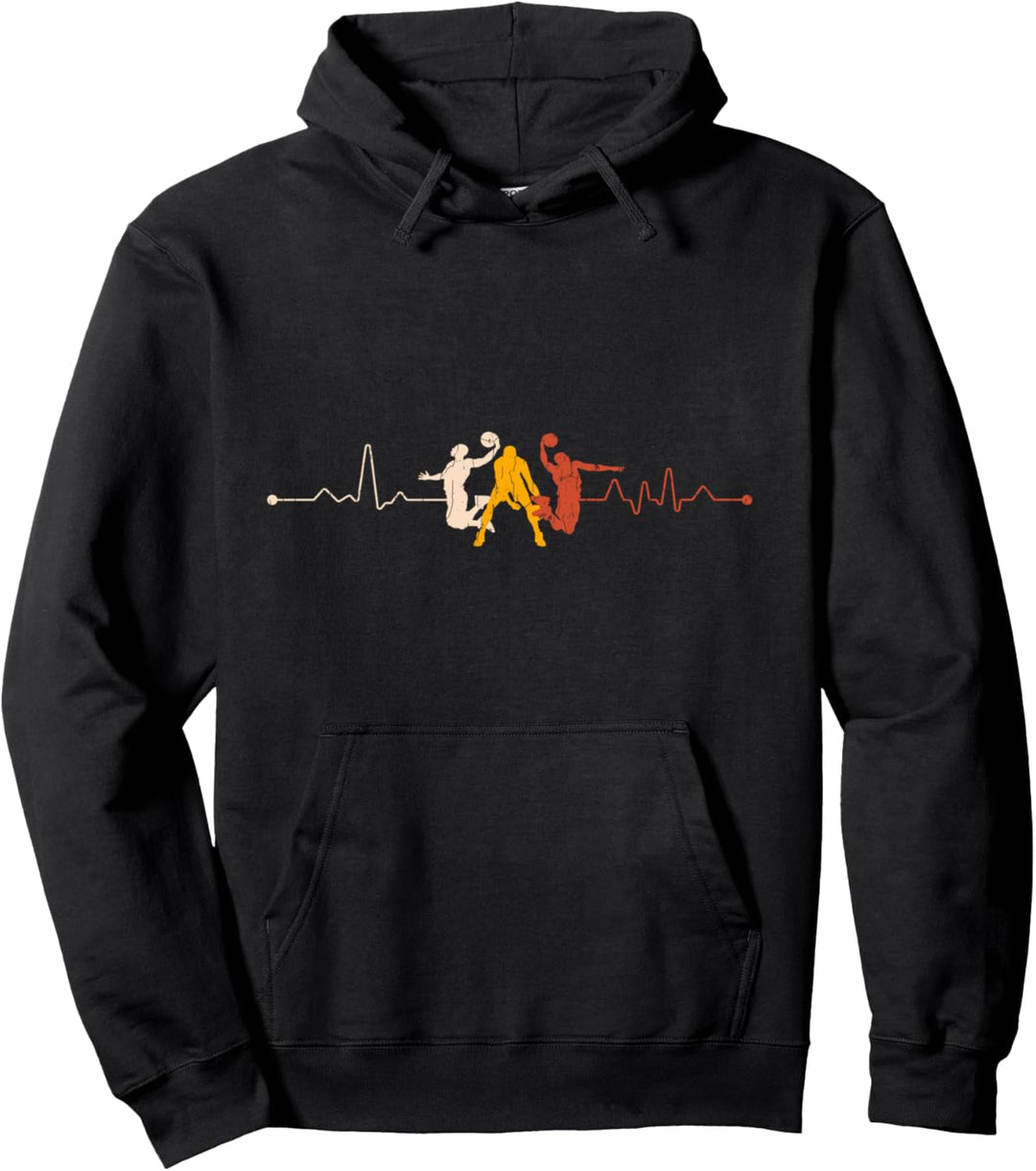 Vintage Retro-Basketball-Spieler Geschenk Herzschlag Pullover Hoodie