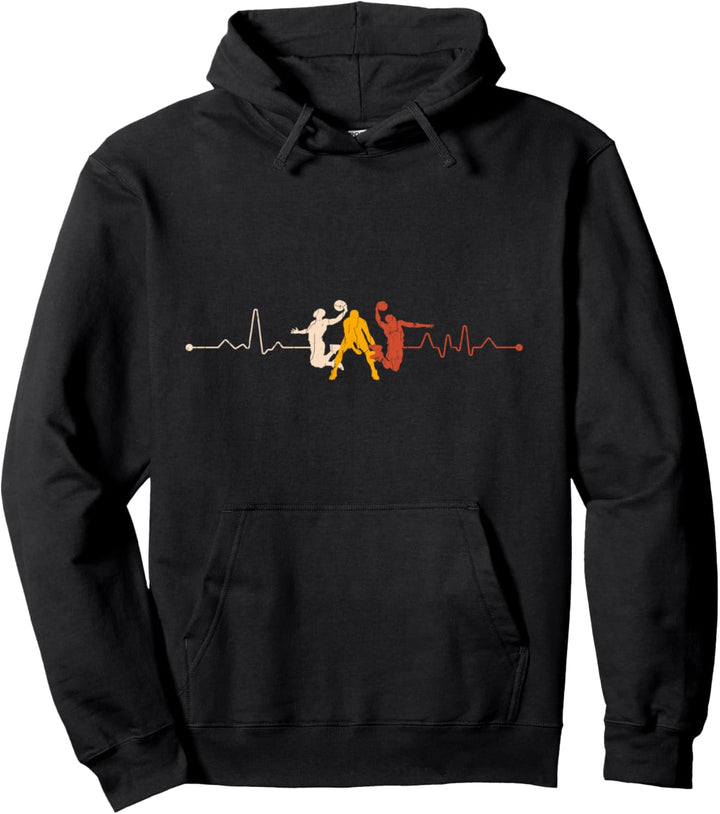 Vintage Retro-Basketball-Spieler Geschenk Herzschlag Pullover Hoodie