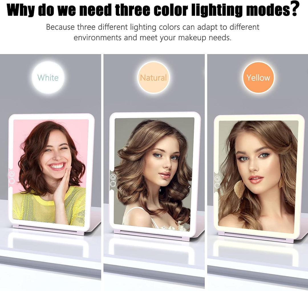 WEILY Schminkspiegel mit Beleuchtung, Kosmetikspiegel DREI Farben Einstellbarer Led Kosmetikspiegel,