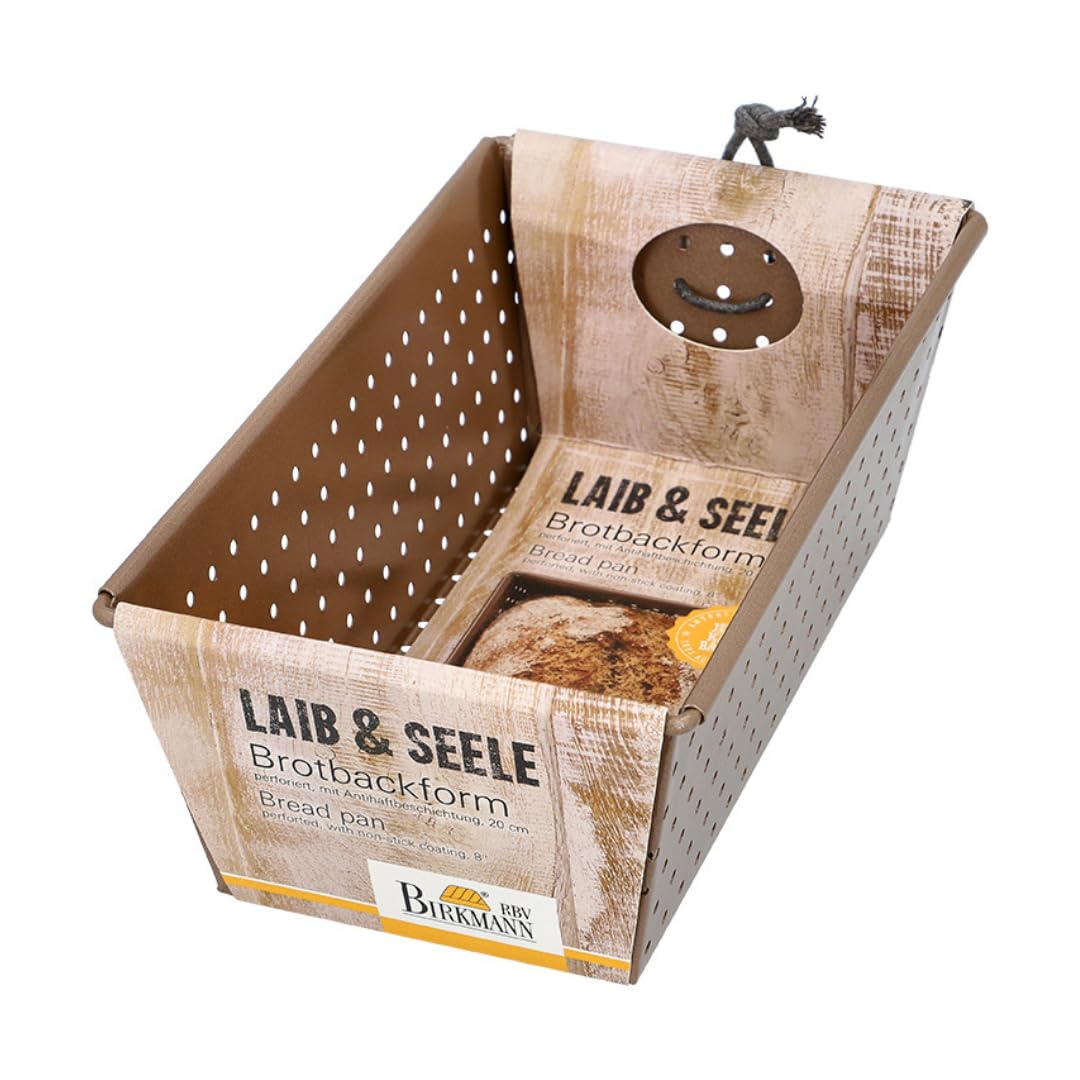 Birkmann, Laib & Seele, perforierte Brotbackform, 20 cm, Backform für kleine Brote, aus bronzefarben