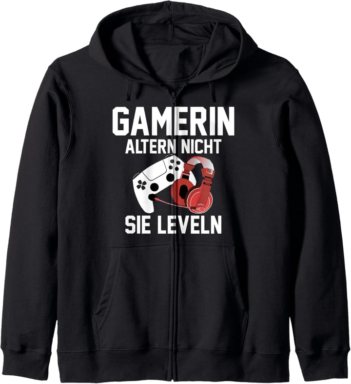 Gamerin altern nicht sie leveln Video Game Spieler Zockerin Kapuzenjacke
