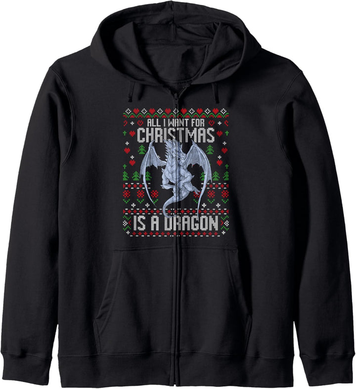 Alles was ich zu Weihnachten will ist ein hässlicher Drachen-Weihnachtspullover Kapuzenjacke