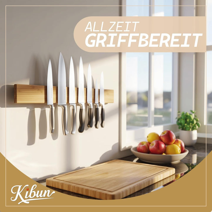 Kibun® Magnetleiste für Messer 40 cm; Extra Starker Magnet Messerhalter, edles Bambus/Walnuss Holz M
