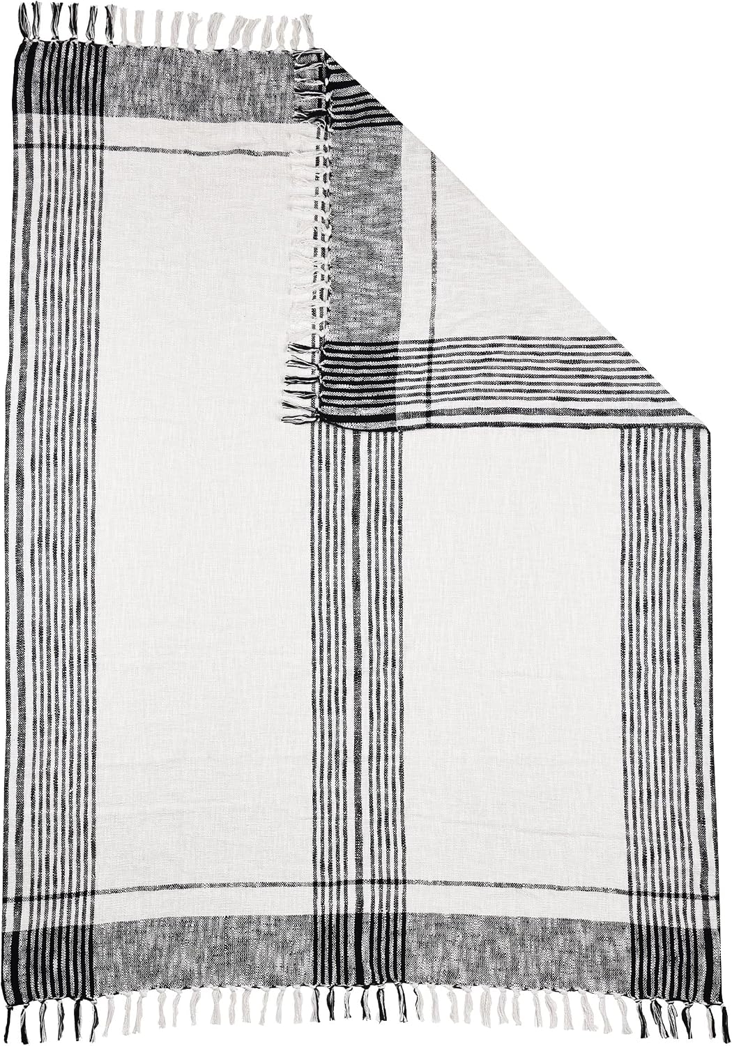 EGLO LIVING Decke Chevery, gewebte Kuscheldecke, Wolldecke für Couch, Sofadecke aus Baumwolle in Wei