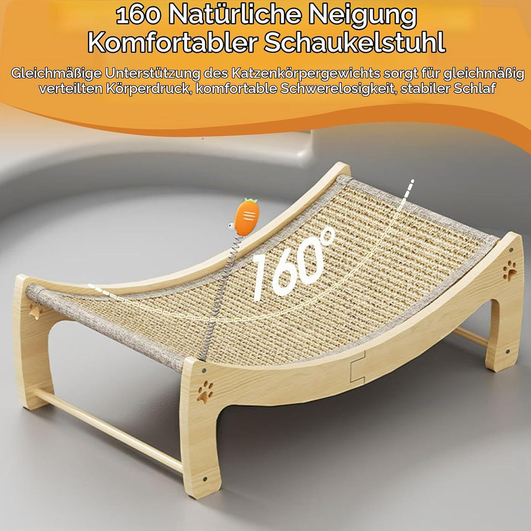 Katzenkratzbett, extragrosser 60x33x17cm Katzenliegestuhl mit geschwungenem Design, verschleissfeste