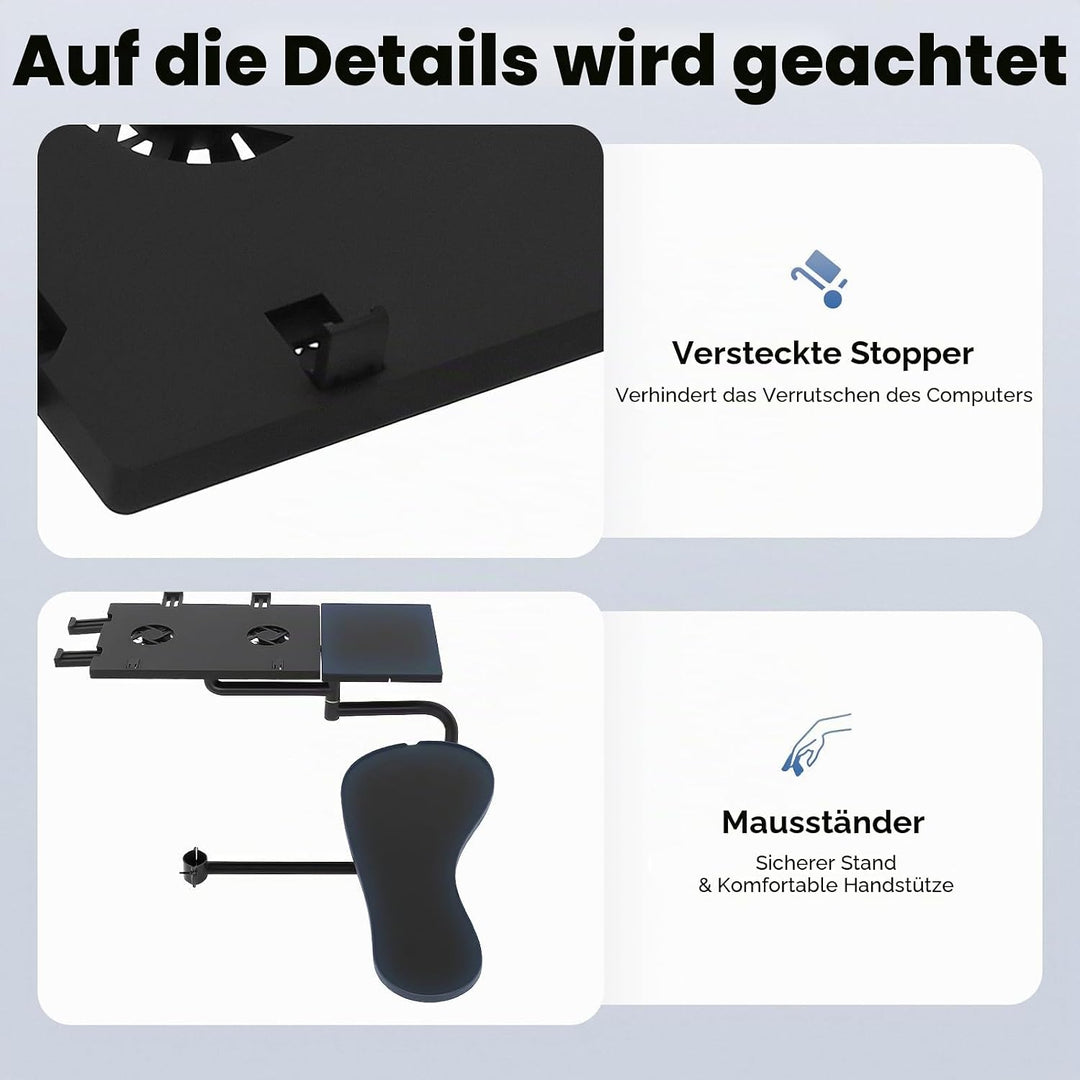 Laptoptisch Höhenverstellbar Stehpult mit Mausablage, Stuhl Arm KlemmstüTze, Tastatur Mauspad Laptop