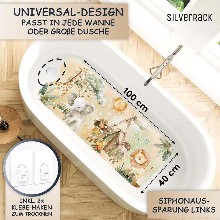 Badewannenmatte Kinder rutschfest [100x40cm] - Antirutschmatte Badewanne BPA frei - Badematte Kinder
