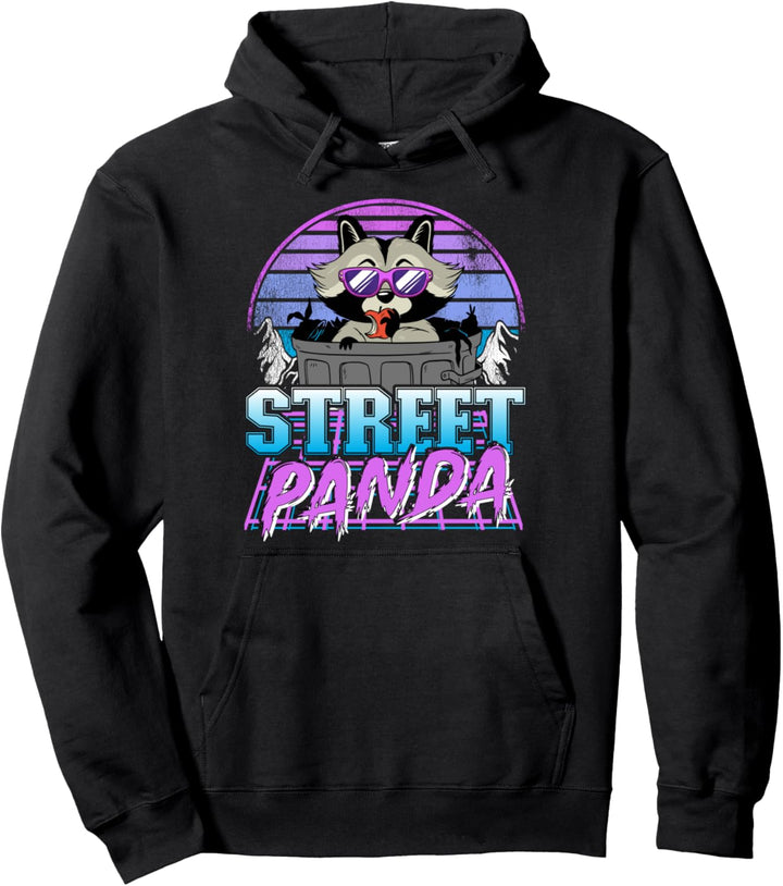 Street Panda Synthwave Vintage Retrowave Pastellwaschbär Pullover Hoodie