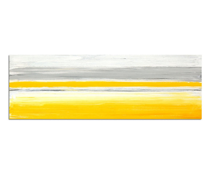 Paul Sinus Art Panoramabild auf Leinwand und Keilrahmen 150x50cm Kunstmalerei grau gelb weiss abstra