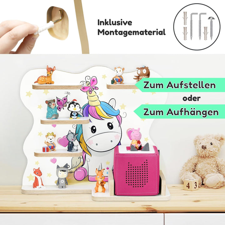 stadtecken Holzregal für Musikbox I passend für die Toniebox und ca. 35 Tonies I Perfekte Aufbewahru