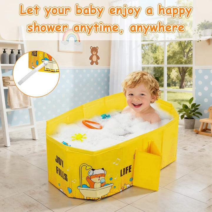 AUYAO Faltbare Badewanne Kinder Tragbare Säuglings Badewanne Baby mit Ablassschraube Integrierte Tra