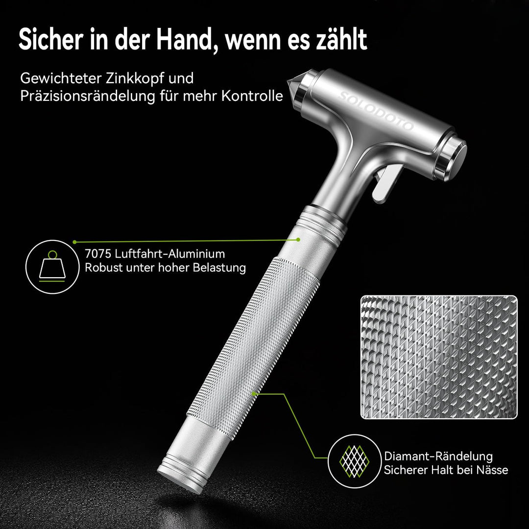 2-in-1 Notfallhammer Auto mit Gurtschneider, hochharte Wolframstahlspitze GUrtschneider Notfallhamme