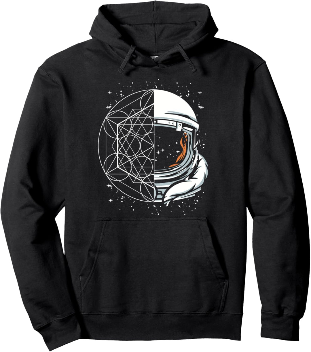 Geometrische Muster als Mandala kombiniert mit Raumfahrt Pullover Hoodie