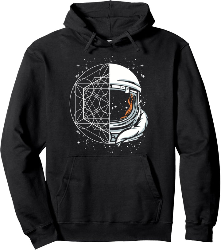Geometrische Muster als Mandala kombiniert mit Raumfahrt Pullover Hoodie