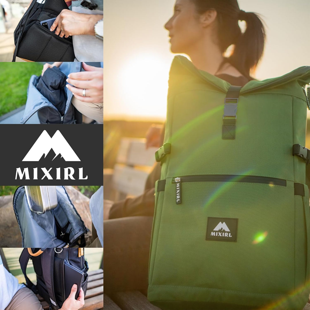 Baby Wickelrucksack stylische Wickeltasche mit Wickelunterlage | Rolltop Rucksack Gross & Kinderwage