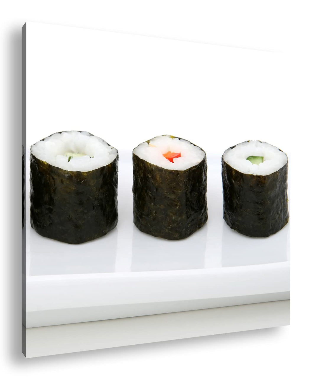traditionell japanisches Sushi-Gericht Format: 70x70 als Leinwandbild, Motiv fertig gerahmt auf Echt