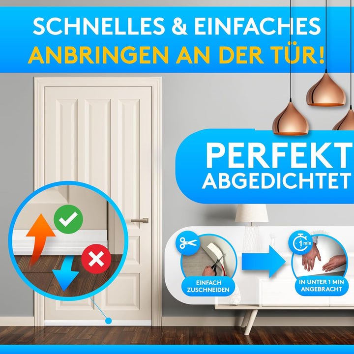 SilverRack Zugluftstopper für Türen Transparent [5X 1m] - Zuschneidbare Türdichtung selbstklebend -