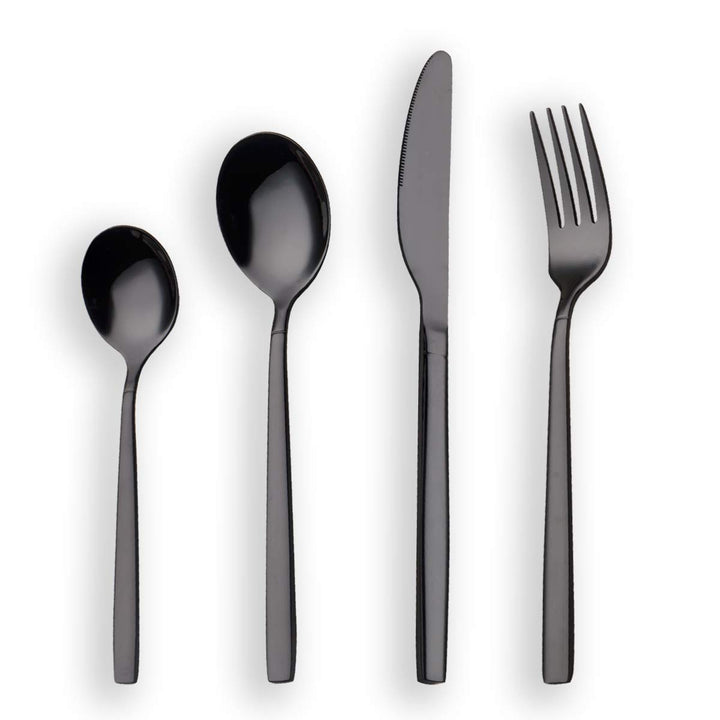 Berglander 24 Stück Titanium schwarz plattiert Besteck, 24 Stück schwarz Besteck Set, schwarz Bestec
