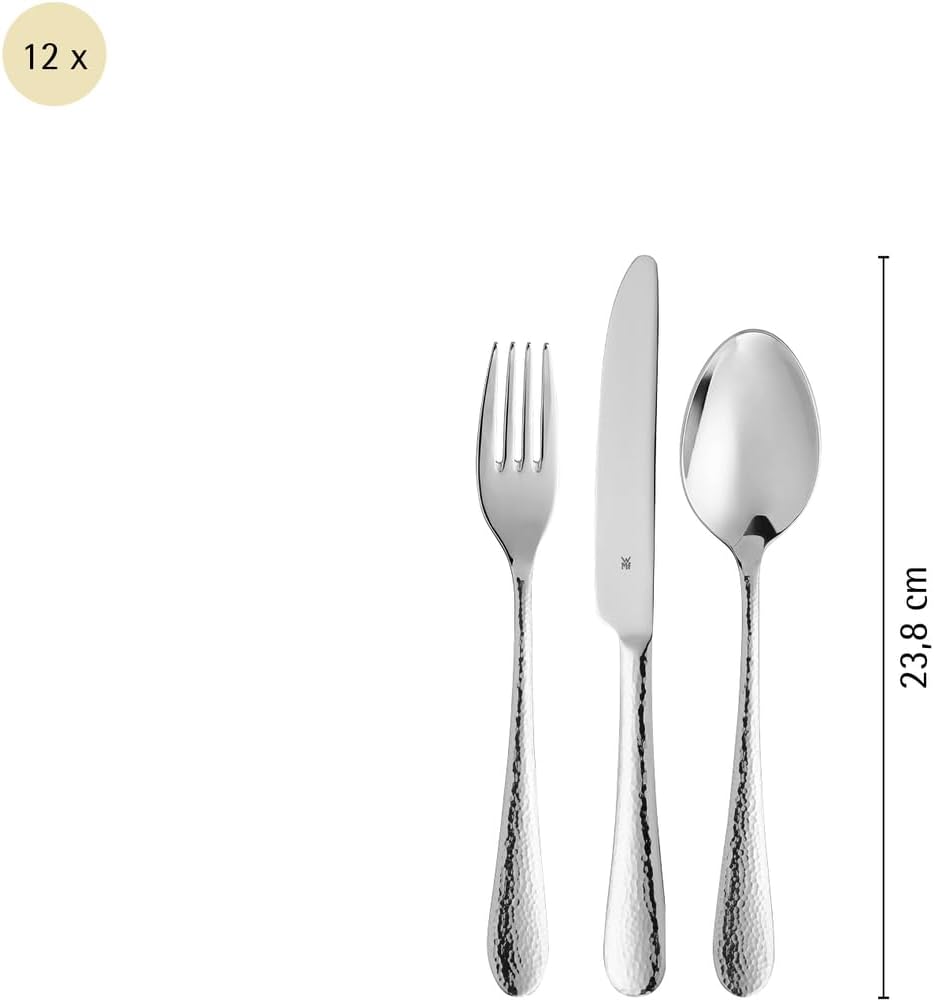 WMF Sitello Besteck Set 12 Personen, Cromargan, Essbesteck Set 60 teilig, Monobloc-Messer, Cromargan