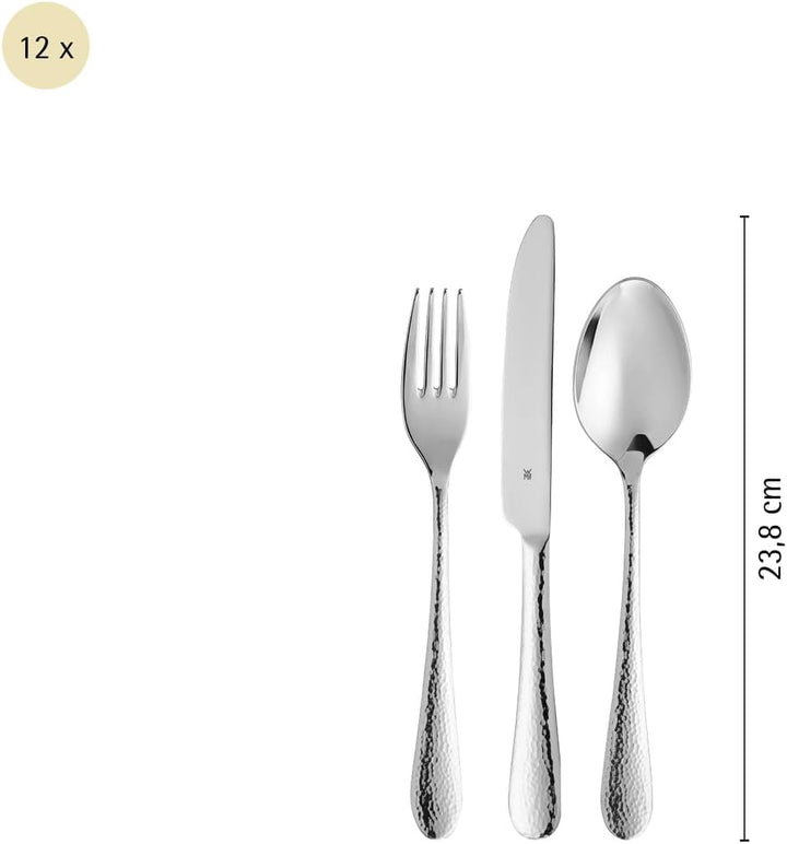 WMF Sitello Besteck Set 12 Personen, Cromargan, Essbesteck Set 60 teilig, Monobloc-Messer, Cromargan