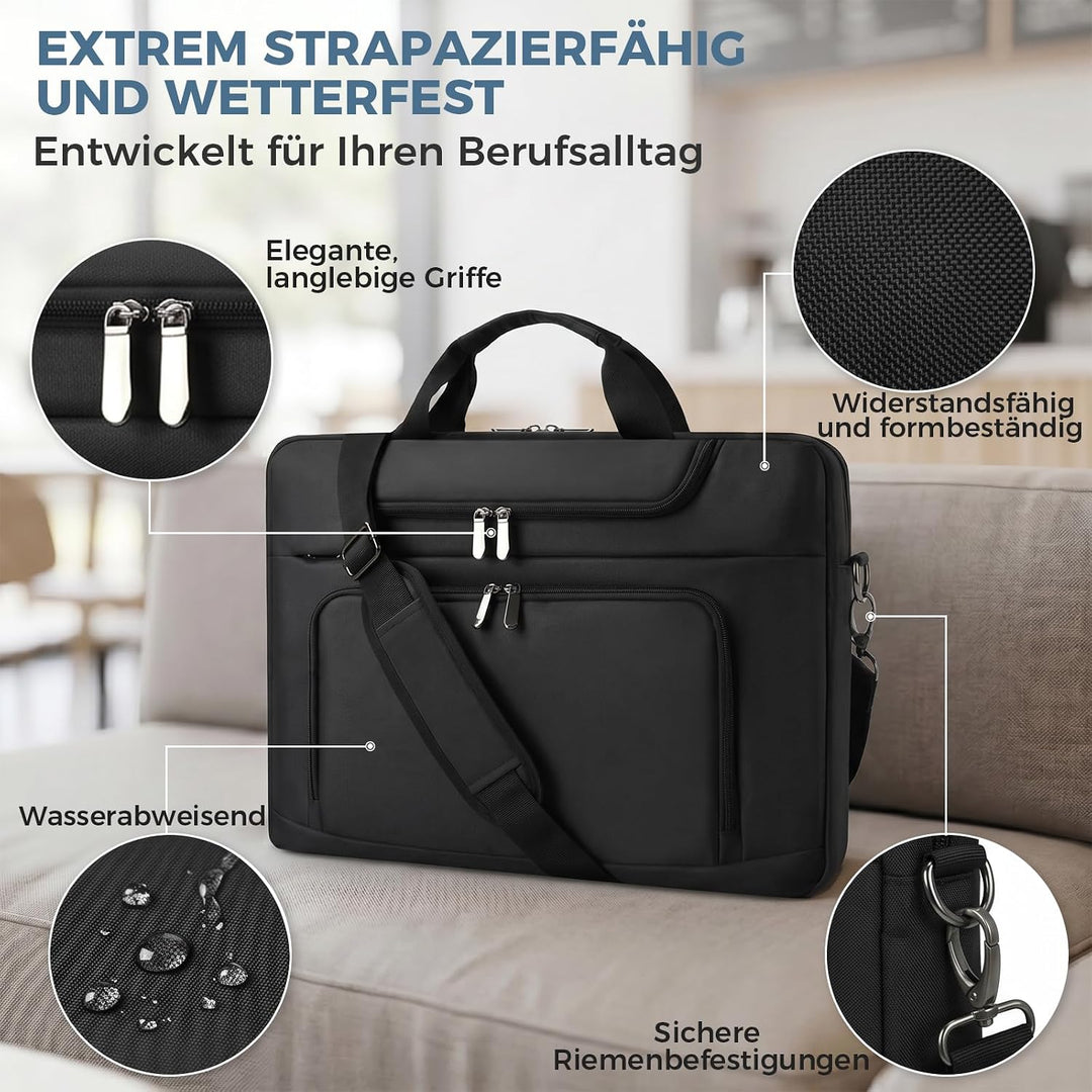 BERTASCHE Laptoptasche 17 Zoll - 17,3 Zoll Notebooktasche für Herren Damen, Computertasche für Reise
