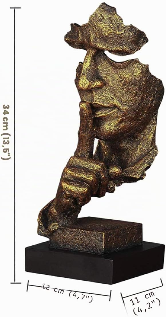 LEPENDOR Stille ist golden - Handgefertigte Stille Männer Statuen Harz Abstrakte Skulptur Büro Home