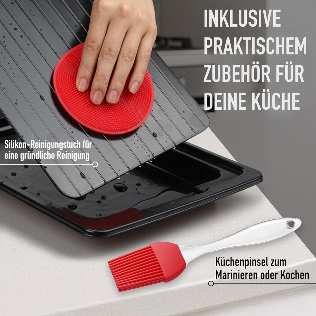 Schnellauftauplatte für Lebensmittel Aluminium Tablett 35,5 x 20,5 x 0,2 cm - Platte für Fleisch + F