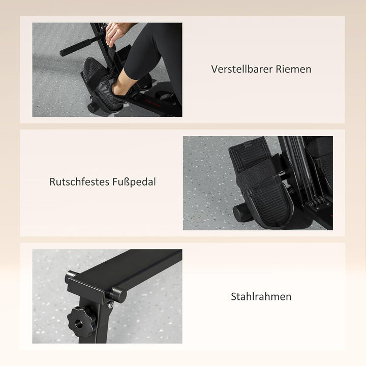 SPORTNOW Rudergerät für Zuhause leises Rudermaschine mit Seilsystem LCD-Display Sitzkissen, Laufruhe