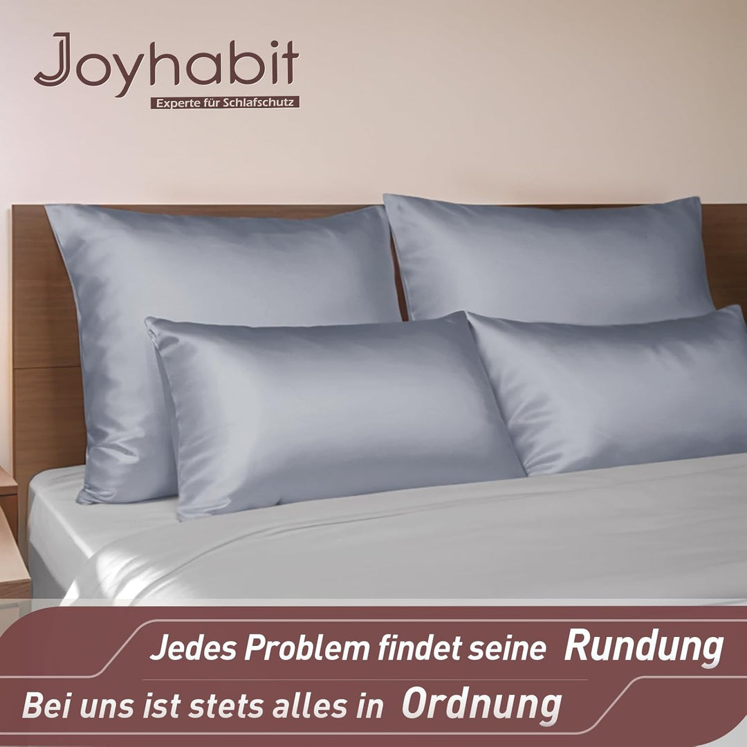 Joyhabit Seidenkissenbezug 80x80, Silbergrau, 16MM Silk Pillowcase aus 100% Bio Maulbeerseide, Super