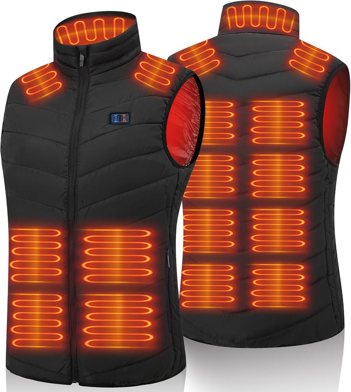 vapesoon Beheizbare Weste für Damen und Herren, Beheiztes Gilet mit 15 Heizpads, beheizter Körperwär