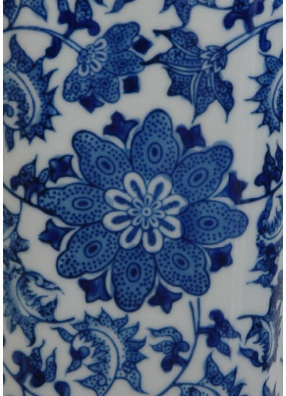 Oriental Furniture 12" Floral Blue & White Porcelain Vase Weiss, Weiss