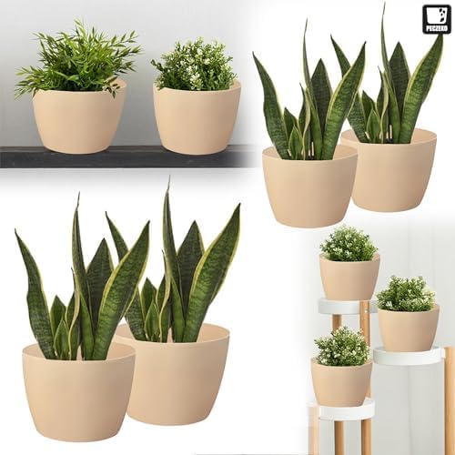 PECZEKO Glänzende Blumentöpfe - Deko Pflanztopf für Blumen & Kräuter - Langlebige & leichte runde Ku
