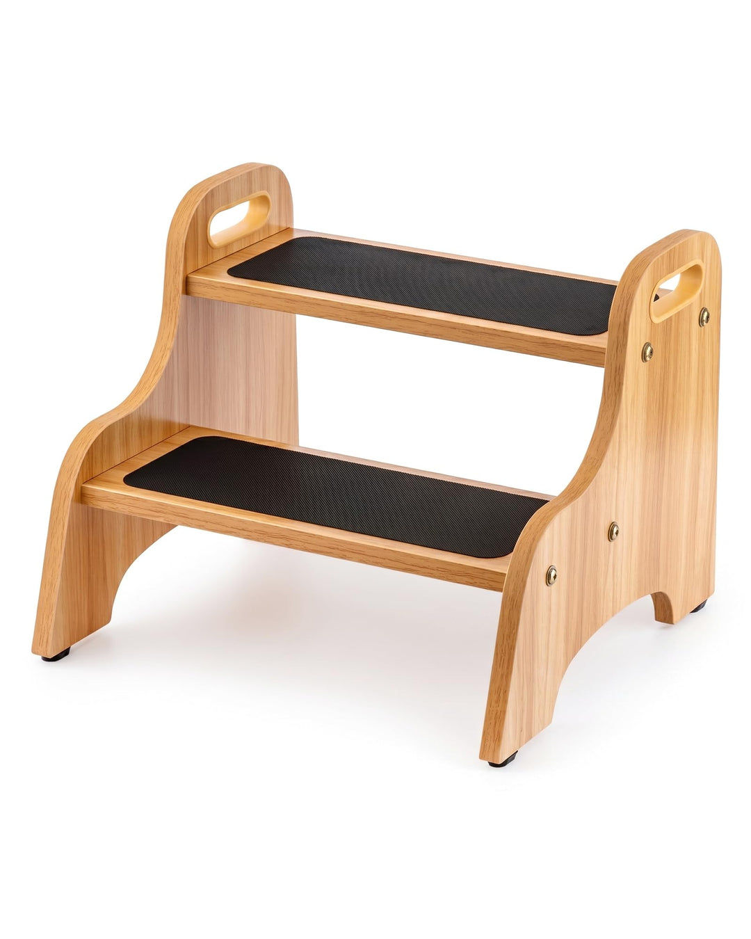 StrongTek Wood 2 Tritthocker für Kinder mit Rutschfester Trittfläche, tragbaren Griffen, rutschfeste