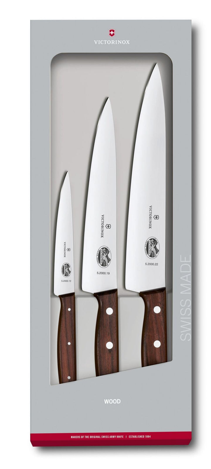 Victorinox, Wood, Profi Tranchier-Set, 3-teilig, gerader Schliff, Extra Scharf, Edler Holzgriff, bra