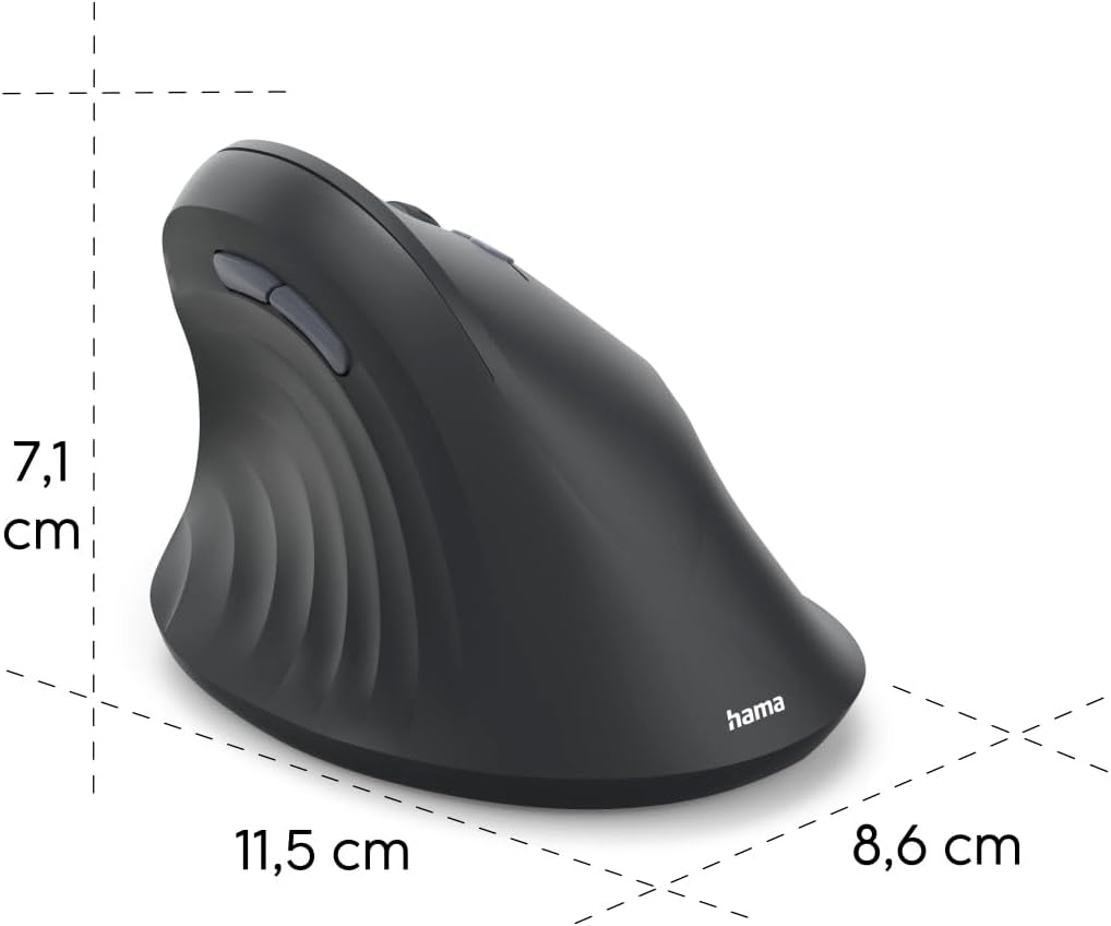 Hama vertikale Maus, Bluetooth/Funk (Multi Device, optische Maus ohne Klickgeräusch, 8 Tasten, ergon