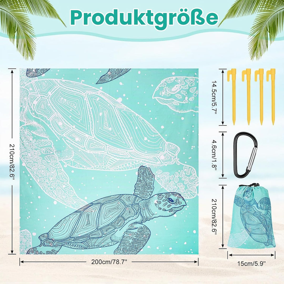 Zocipro Stranddecke Sandfrei 210x200cm – Ultraleicht, Wasserdicht &amp; Faltbar – Picknickdecke mit 4 He