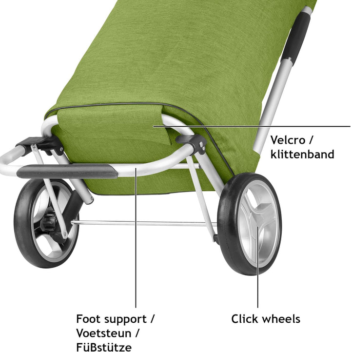 Cruiser Einkaufswagen 45ltr - Faltbare einkaufstrolley klappbar - Mit ladenhaken (Grun), Grun