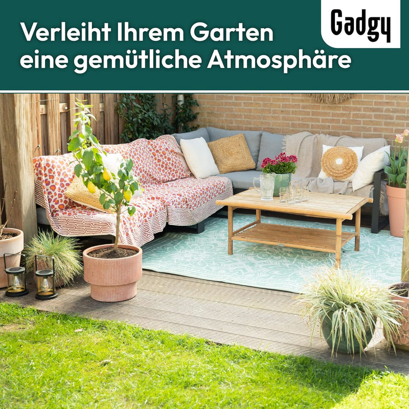 Gadgy Outdoor Teppich Wetterfest - Stylischer Balkon Teppich Wasserfest und UV-Beständig - Wendbarer