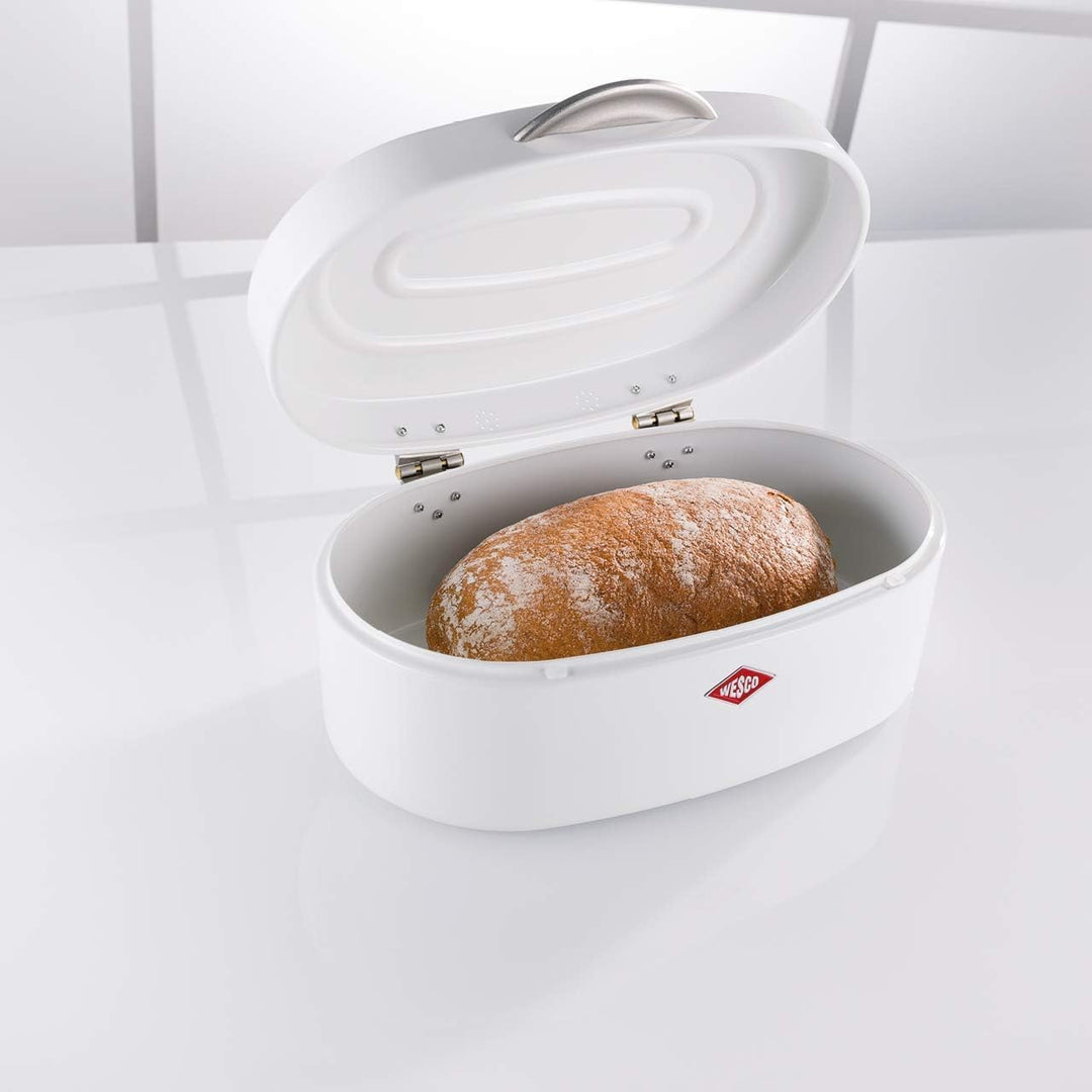 WESCO Single Elly Brotkasten in der Farbe weiss matt, pulverbeschichtetes Stahlblech, Lüftungslöcher