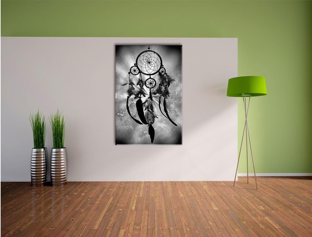 Pixxprint Indianischer Traumfänger Kunst B&W als Leinwandbild/Grösse: 100x70 / Wandbild/Kunstdruck/f