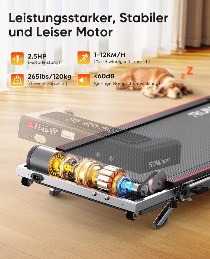 RUNIMON Laufband für Zuhause mit Steigung,6 IN 1 Walking Pad mit 7% Neigung,12km/h Laufband für Zuha