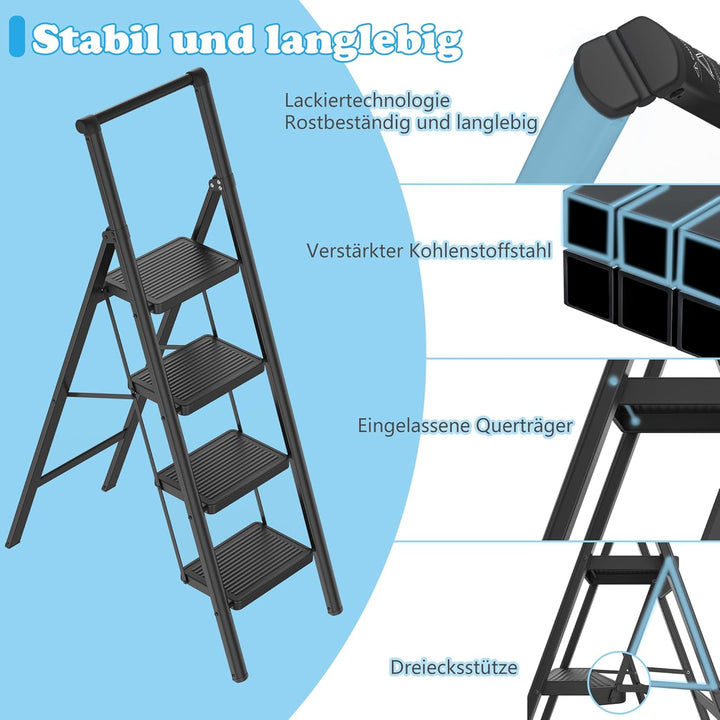 YRHome 2 Stufen Klappbar Trittleiter Leiter Tritthocker Klapptrittleiter mit breitem rutschfeste Ped
