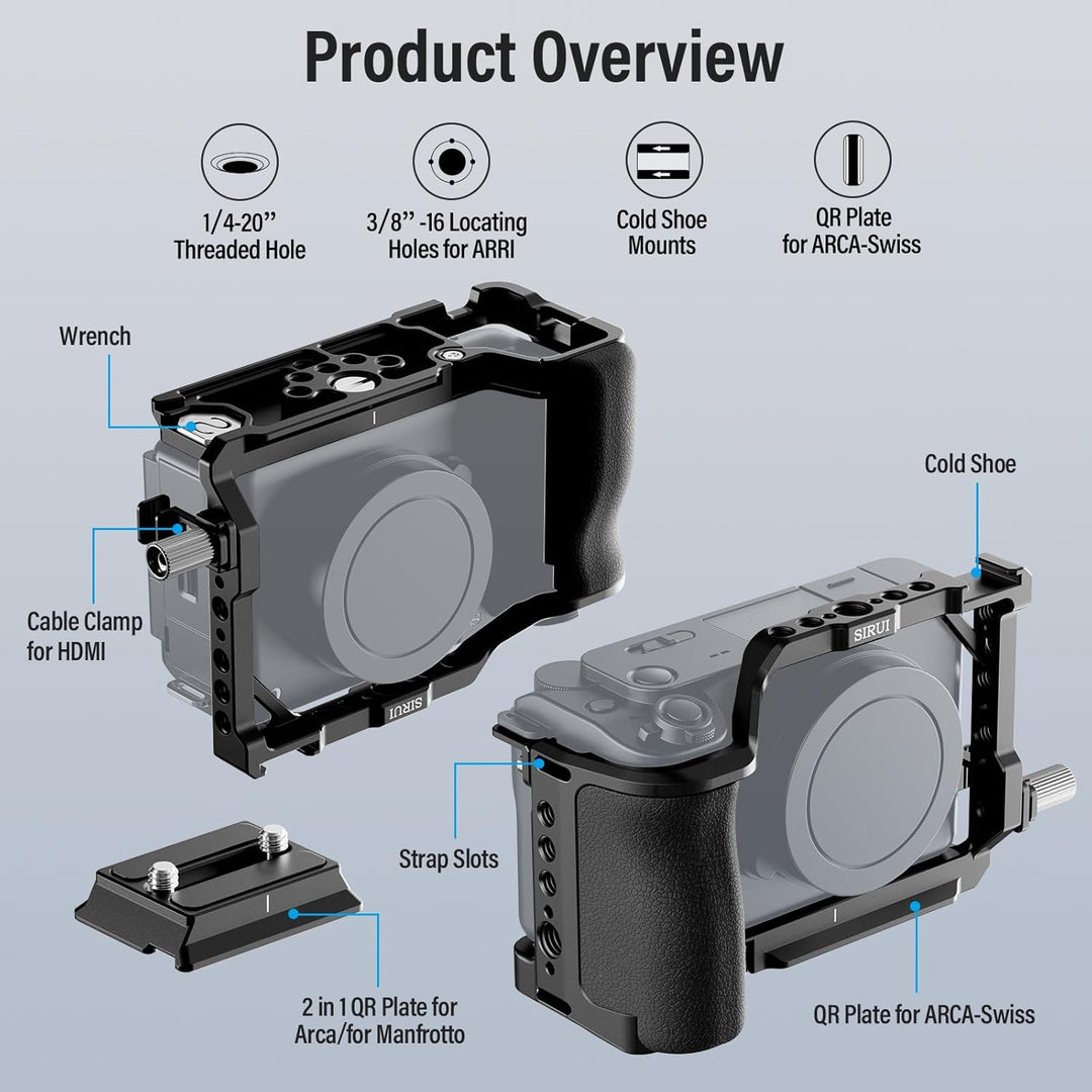 SIRUI ZV-E1 Kamerakäfig mit Silikongriff, Full Cage für Sony ZV-E1 mit HDMI-Kabelklemme, integrierte