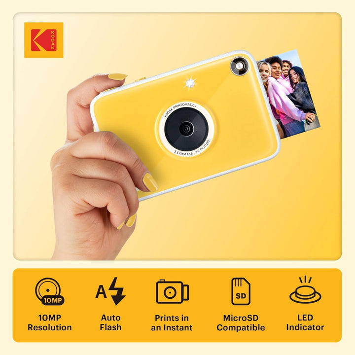 Kodak Printomatic+ Sofortbild Digitalkamera Starter-Set mit Tasche und 20er Zink-Fotopapier – 10MP,