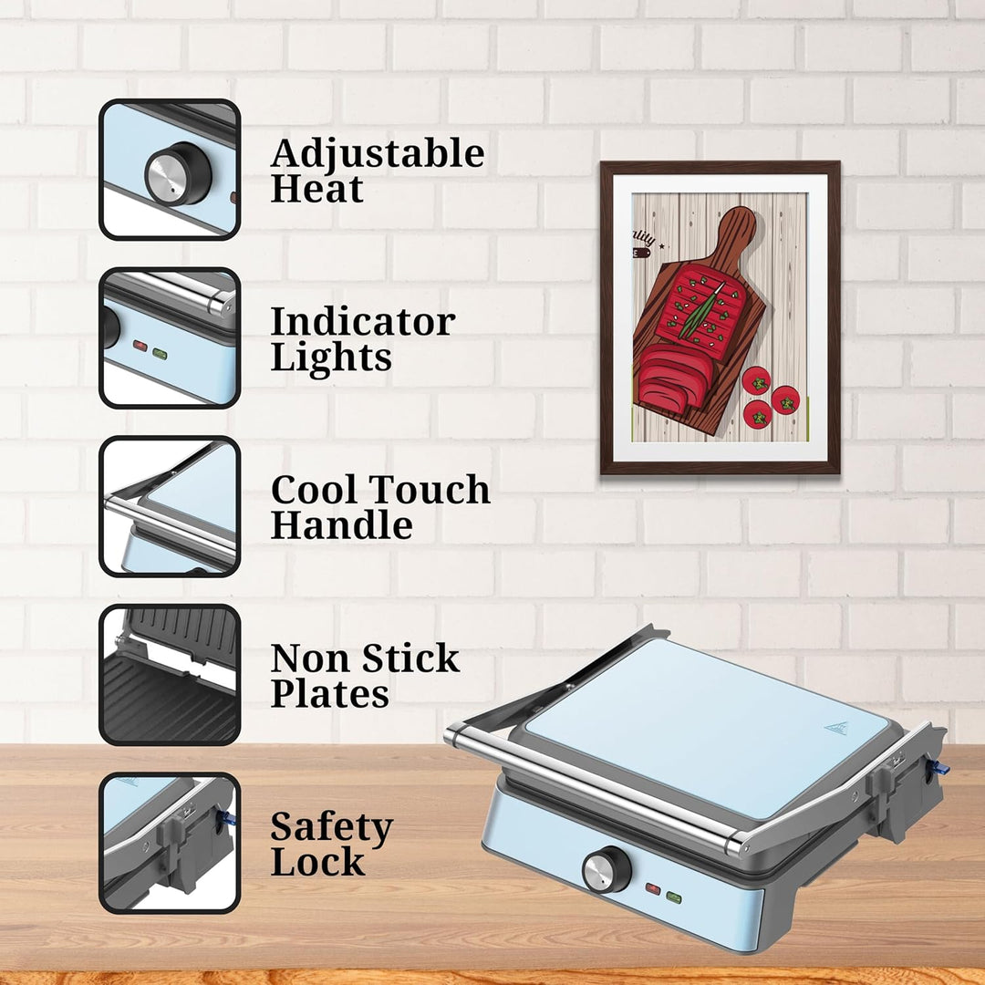 Westinghouse Retro-Kontaktgrill - 29 x 24 cm - 180° für beidseitiges Grillen - 2200W - Toaster - Ein
