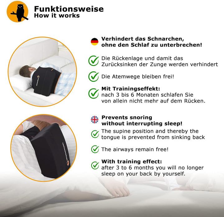 Nachtwaechter Schlafweste &amp; Seitenschläfer-Kissen LINA - Anti-Schnarch-Set für gesunden Schlaf (L/XL