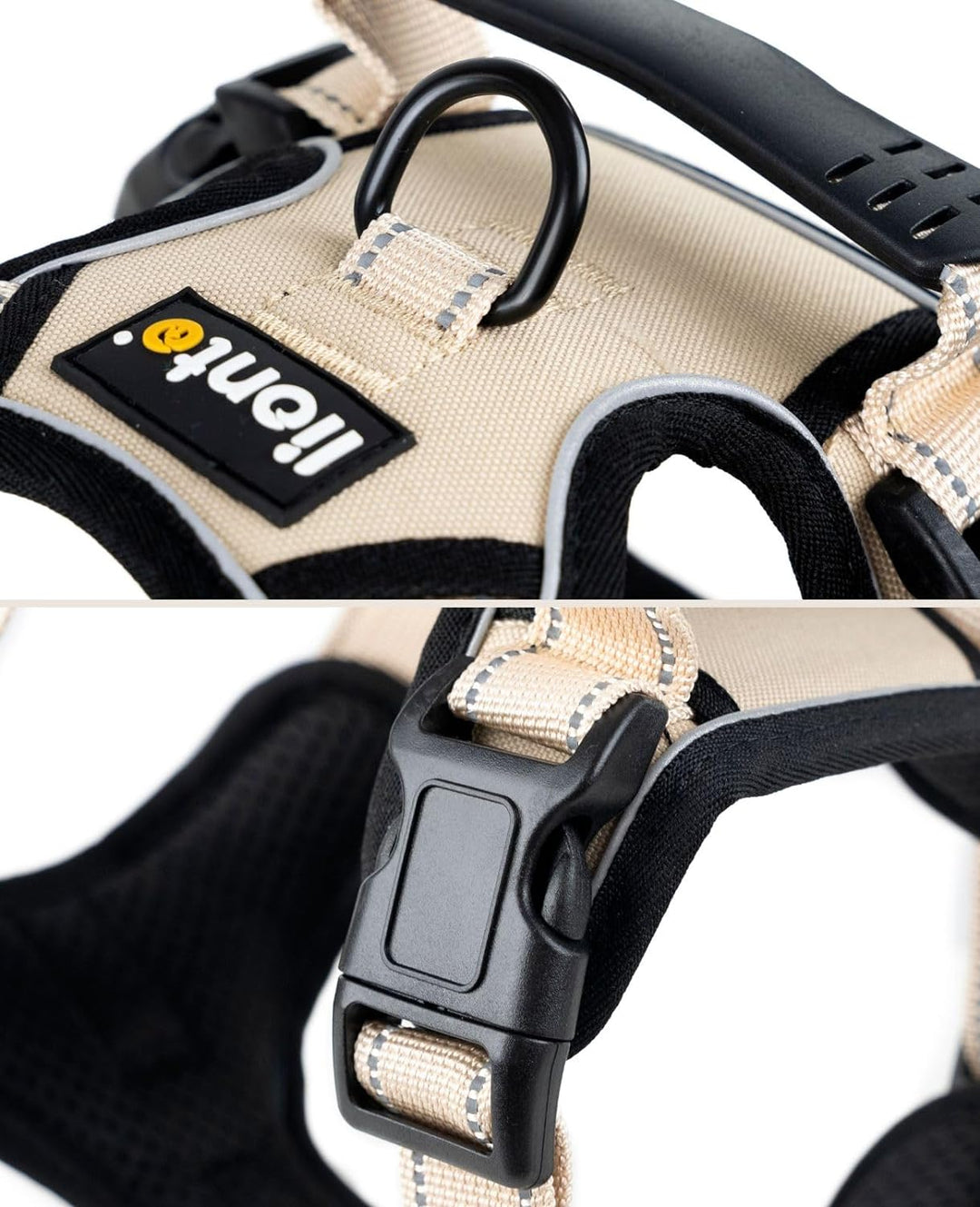 lionto Hundegeschirr gepolstert aus weichem Nylon, Grösse M, reflektierendes Anti Zug Geschirr für H