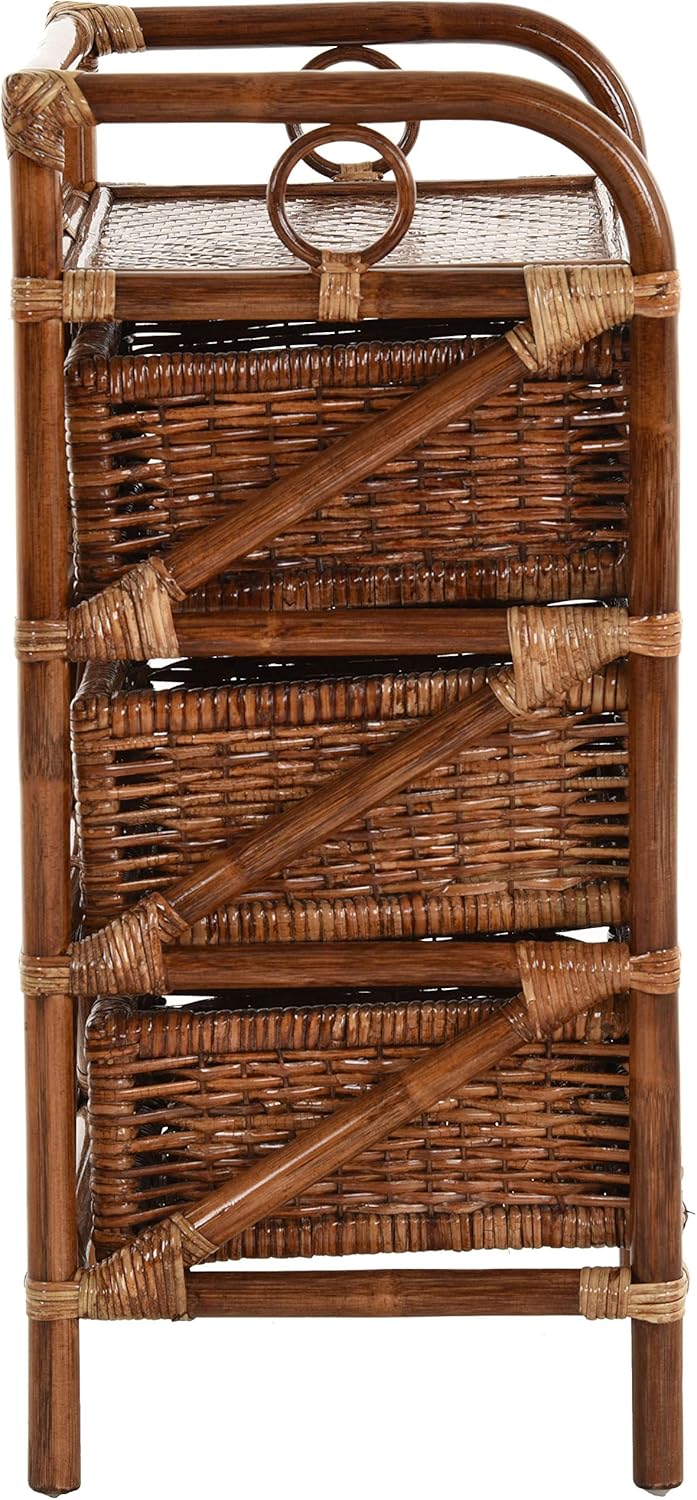 korb.outlet Rattan-Kommode mit Schubladen Badregal Korb Regal Schubfächer aus echtem Rattan 46 cm br