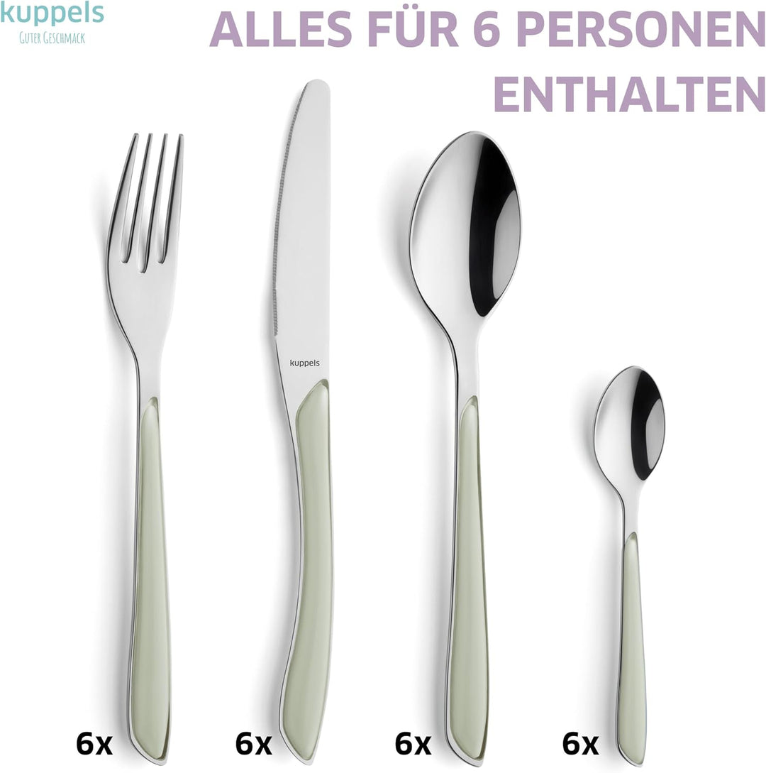 Kuppels Prisma Besteck Set für 6 Personen aus Edelstahl poliert | Besteckset 24-teilig | Hochwertige